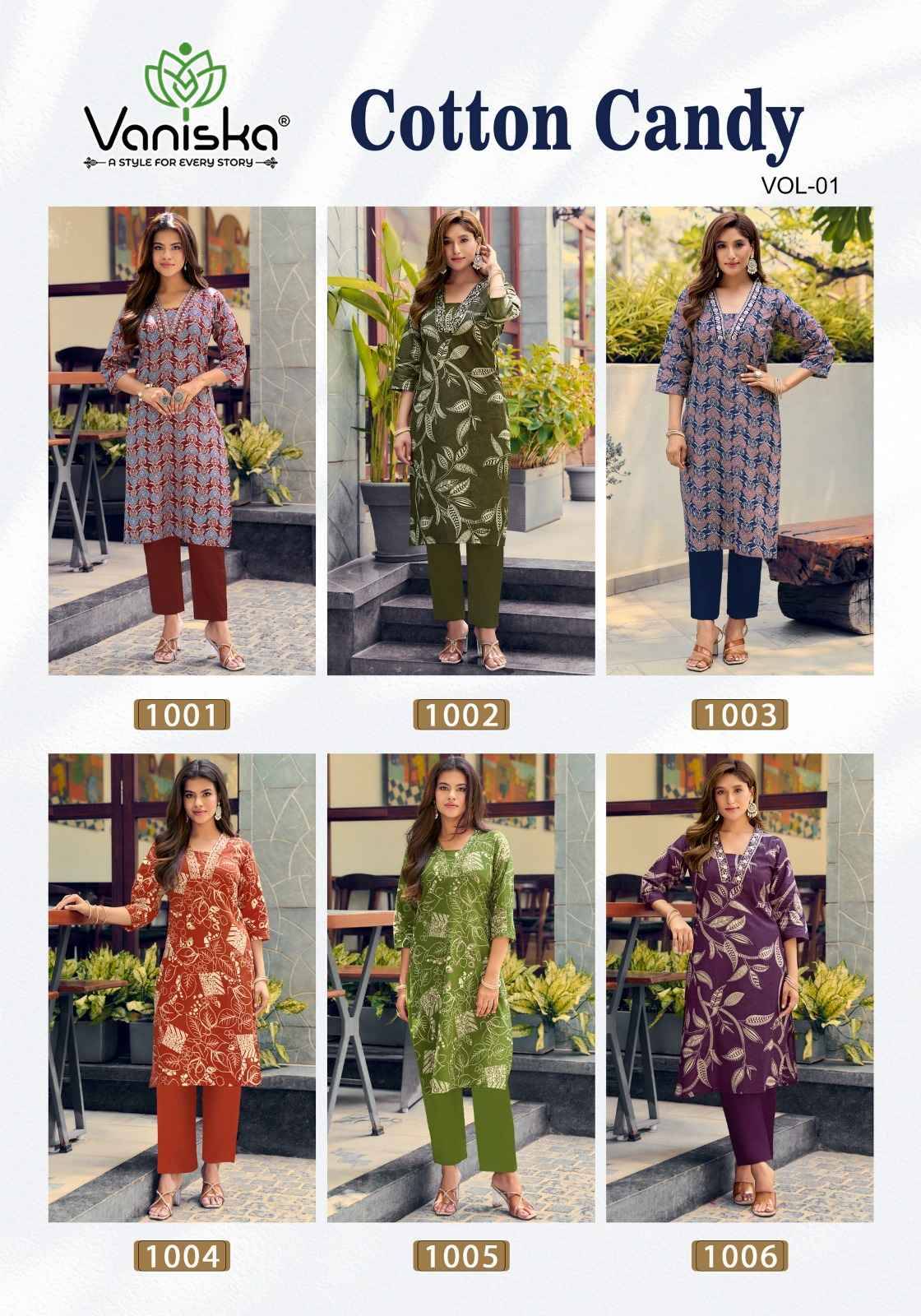 COTTON CANDY VOL.1 By VANISKA 1001 to 1006 Series Designer Collection Beautiful Stylish Fancy Colorful Party Wear & Occasional Wear Cotton Print Kurtis At Wholesale Price